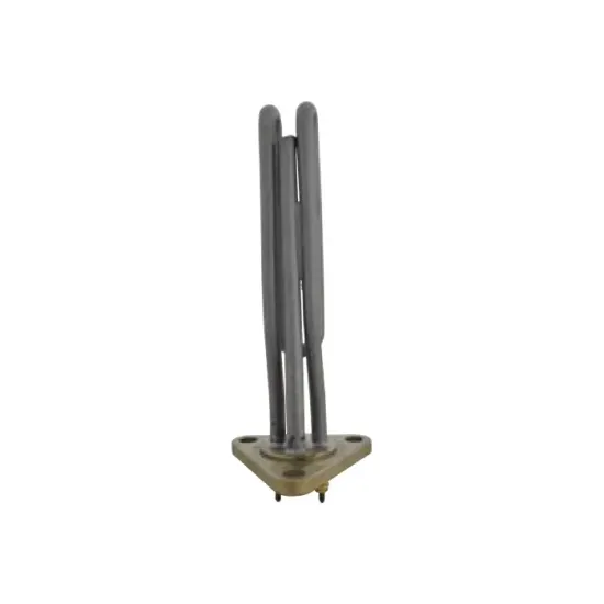 Element de incalzire (rezistenta) cu flansa triunghiulara 3 gauri si suport pentru sonda Ø 7mm, pentru echipamente de calcat BIELLE, lungime 220mm, flansa 78mm, Ø gauri 10mm, 2000W