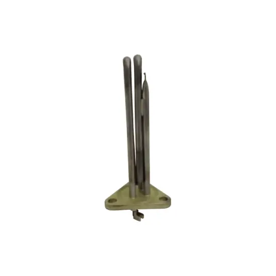 Element de incalzire (rezistenta) cu flansa triunghiulara 3 gauri si suport pentru sonda Ø 7mm, pentru echipamente de calcat SARTITALIA, lungime 165mm, flansa 78mm, Ø gauri 10mm, 1700W