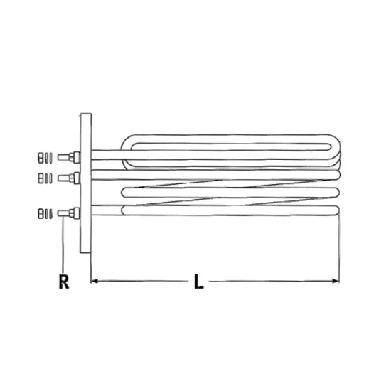 Element de incalzire (rezistenta) cu capat filetat 1 1/2" si suport pentru sonda Ø 6mm, lungime 400mm, 4000W