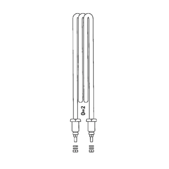 Element de incalzire (rezistenta) cu doua spire pentru echipamente de calcat BM - FIMAS, lungime 230mm, filet 3/8″, 230V, 2000W
