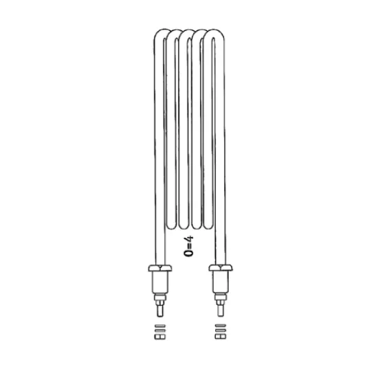 Element de incalzire (rezistenta) cu patru spire pentru echipamente de calcat PONY, lungime 360mm, filet 3/8″, 230V, 10000W