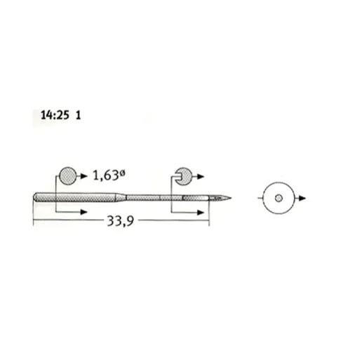 Set 10 ace de cusut cu butuc subtire pentru masini de cusut industriale simple, Schmetz, varf ascutit - SPI