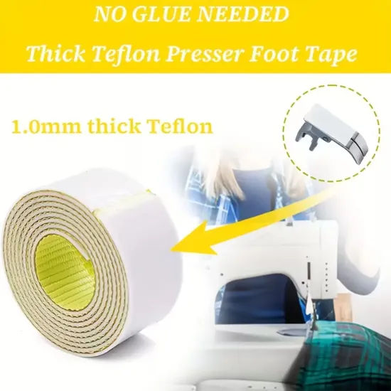 Banda din teflon adezivata pentru piciorus presor, pentru masini de cusut industriale si casnice, grosime 1mm, latime 2,5cm