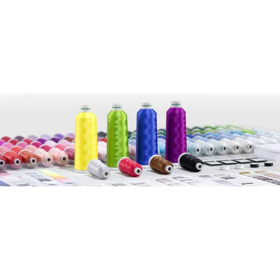 Ata de brodat Madeira, Polyneon 40, 100% polyester, finete 40, con 1000 metri, cutie 10 conuri, diverse culori