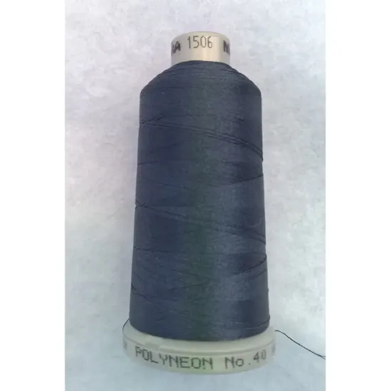 Ata de brodat polyneon Deep Steel Blue, 100% polyester, finete 40, con 1000 metri, cutie 10 conuri