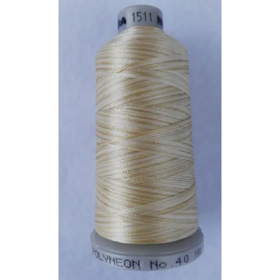 Ata de brodat polyneon Multi Cream, 100% polyester, finete 40, con 1000 metri, cutie 10 conuri