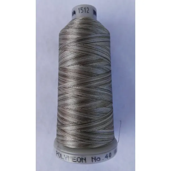 Ata de brodat polyneon Multi Grey, 100% polyester, finete 40, con 1000 metri, cutie 10 conuri