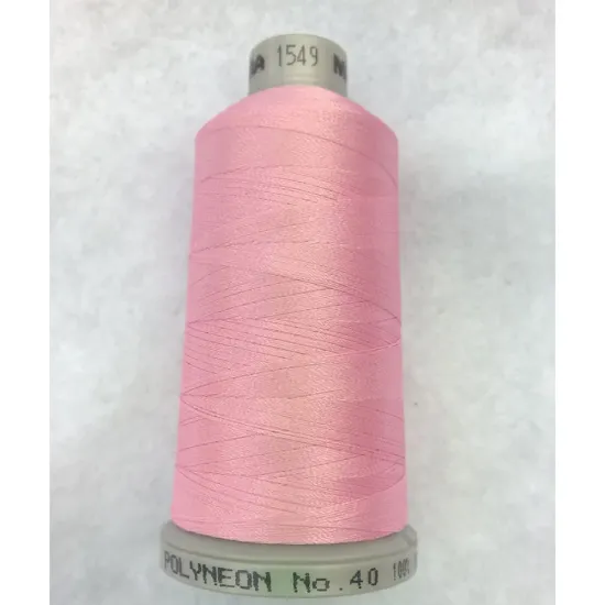 Ata de brodat polyneon Pink Sorbet, 100% polyester, finete 40, con 1000 metri, cutie 10 conuri