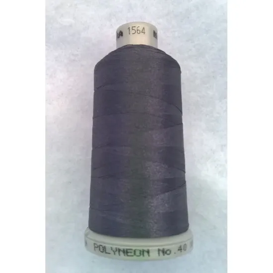 Ata de brodat polyneon Dark Pewter, 100% polyester, finete 40, con 1000 metri, cutie 10 conuri