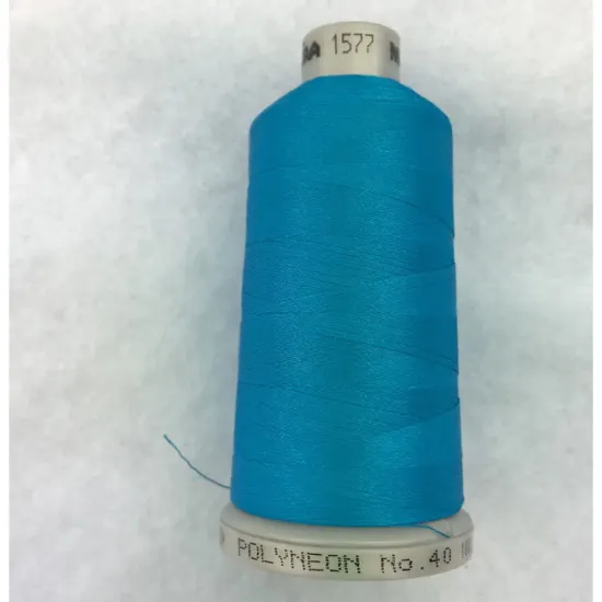 Ata de brodat polyneon Dark Blue Turquoise, 100% polyester, finete 40, con 1000 metri, cutie 10 conuri
