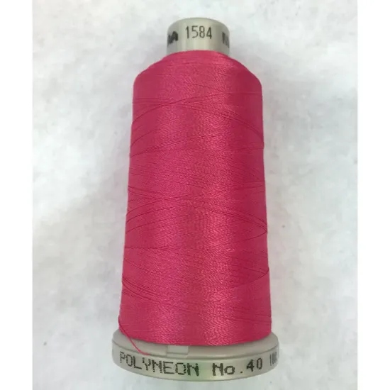 Ata de brodat polyneon Deep Pink, 100% polyester, finete 40, con 1000 metri, cutie 10 conuri