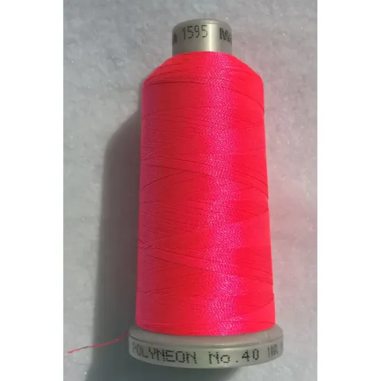 Ata de brodat polyneon Neon Pink, 100% polyester, finete 40, con 1000 metri, cutie 10 conuri