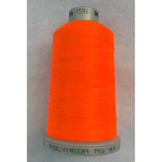 Ata de brodat polyneon Fluo Orange, 100% polyester, finete 40, con 1000 metri, cutie 10 conuri