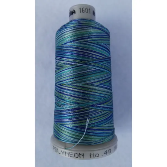 Ata de brodat polyneon Multi Blue, 100% polyester, finete 40, con 1000 metri, cutie 10 conuri
