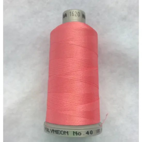Ata de brodat polyneon Light Salmon, 100% polyester, finete 40, con 1000 metri, cutie 10 conuri