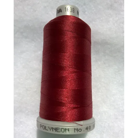 Ata de brodat polyneon Barn Red, 100% polyester, finete 40, con 1000 metri, cutie 10 conuri