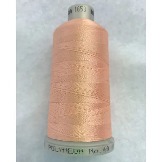 Ata de brodat polyneon Light Coral, 100% polyester, finete 40, con 1000 metri, cutie 10 conuri