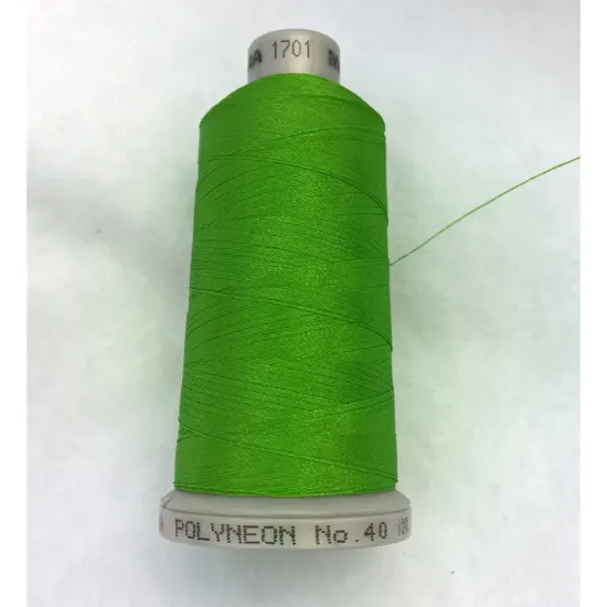 Ata de brodat polyneon Spring Green, 100% polyester, finete 40, con 1000 metri, cutie 10 conuri