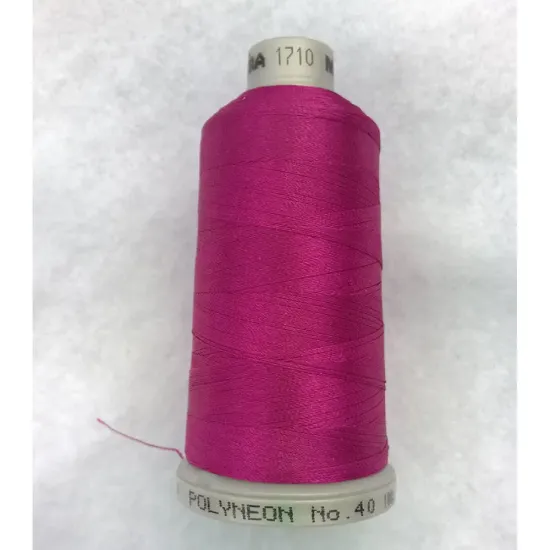 Ata de brodat polyneon Magenta, 100% polyester, finete 40, con 1000 metri, cutie 10 conuri