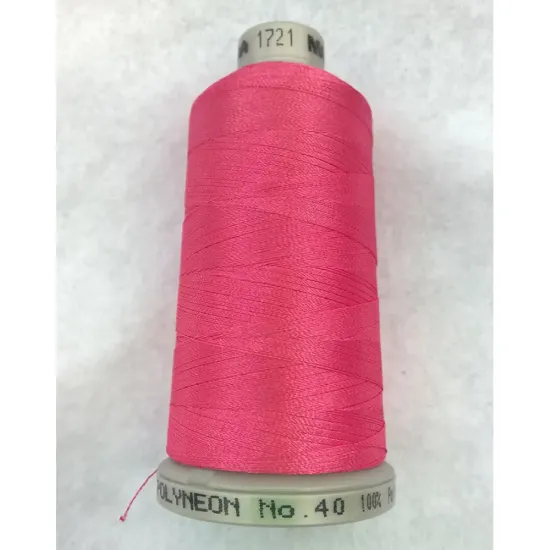 Ata de brodat polyneon Flamingo Pink, 100% polyester, finete 40, con 1000 metri, cutie 10 conuri
