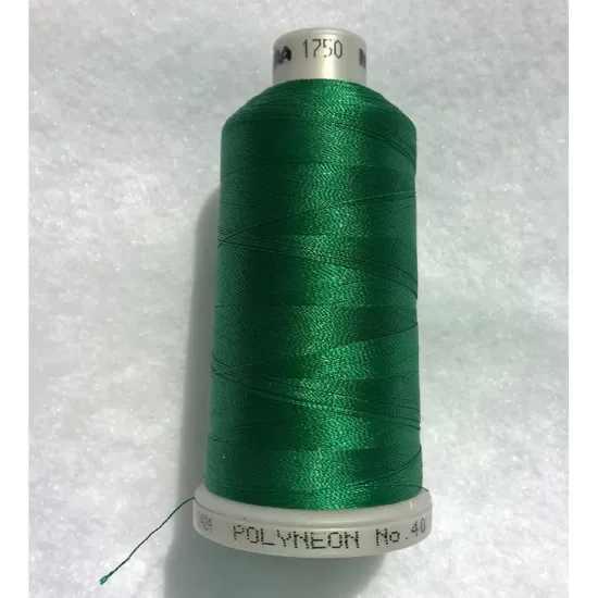 Ata de brodat polyneon Christmas Green, 100% polyester, finete 40, con 1000 metri, cutie 10 conuri