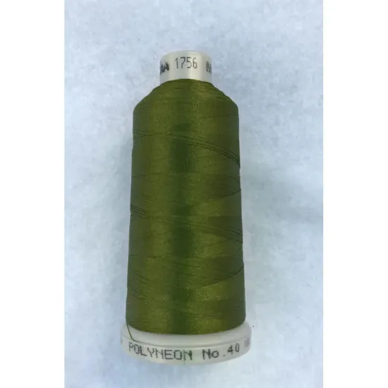 Ata de brodat polyneon Pea Green, 100% polyester, finete 40, con 1000 metri, cutie 10 conuri