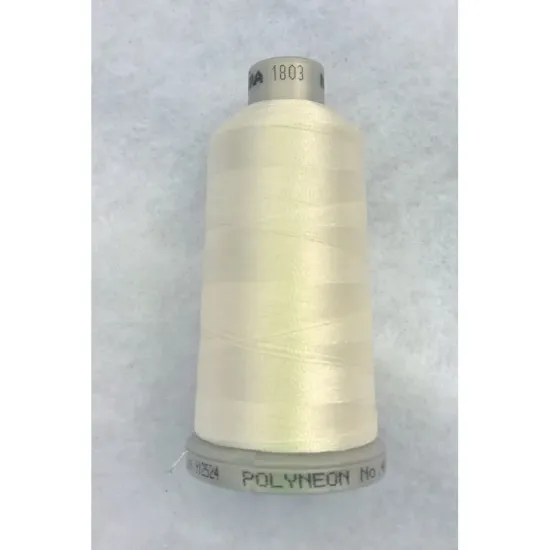 Ata de brodat polyneon Cream White, 100% polyester, finete 40, con 1000 metri, cutie 10 conuri