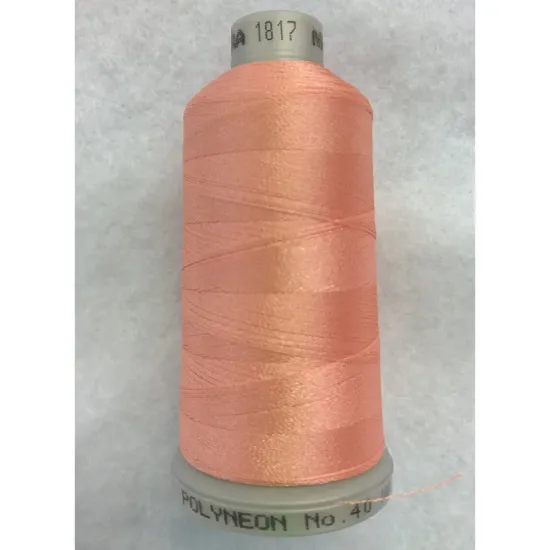 Ata de brodat polyneon Pleasant Peach, 100% polyester, finete 40, con 1000 metri, cutie 10 conuri