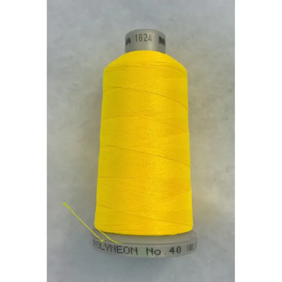 Ata de brodat polyneon Neon Yellow, 100% polyester, finete 40, con 1000 metri, cutie 10 conuri