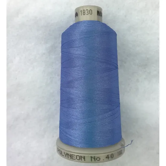 Ata de brodat polyneon China Blue, 100% polyester, finete 40, con 1000 metri, cutie 10 conuri
