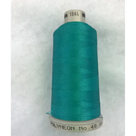 Ata de brodat polyneon Dark Teal, 100% polyester, finete 40, con 1000 metri, cutie 10 conuri