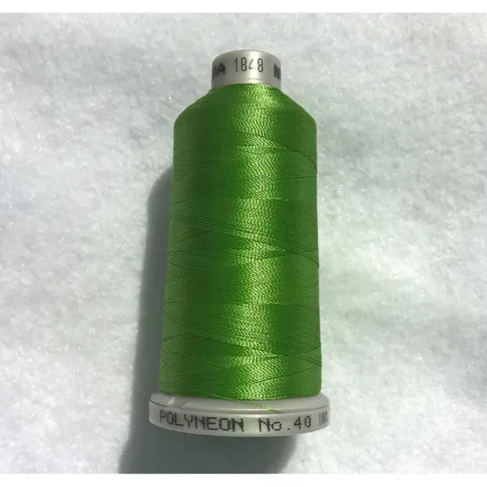 Ata de brodat polyneon Lime Green, 100% polyester, finete 40, con 1000 metri, cutie 10 conuri