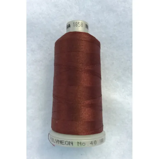 Ata de brodat polyneon Chestnut, 100% polyester, finete 40, con 1000 metri, cutie 10 conuri