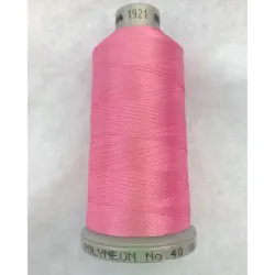 Ata de brodat polyneon Bubble Gum Pink, 100% polyester, finete 40, con 1000 metri, cutie 10 conuri