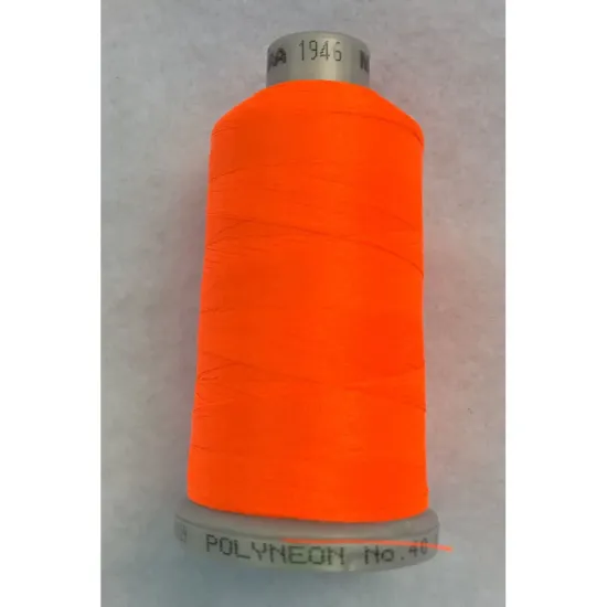 Ata de brodat polyneon Neon Orange, 100% polyester, finete 40, con 1000 metri, cutie 10 conuri