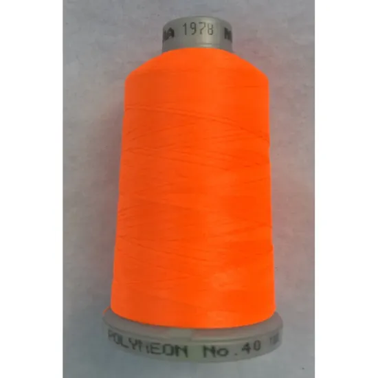 Ata de brodat polyneon Fluor Orange, 100% polyester, finete 40, con 1000 metri, cutie 10 conuri