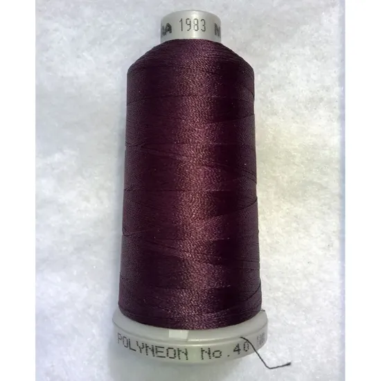 Ata de brodat polyneon Eggplant, 100% polyester, finete 40, con 1000 metri, cutie 10 conuri