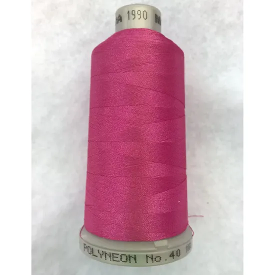 Ata de brodat polyneon Pink Rose, 100% polyester, finete 40, con 1000 metri, cutie 10 conuri