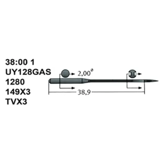 Set 10 ace de cusut cu butuc normal pentru masini de cusut industriale uberdeck, Schmetz, varf semi-rotunjit - SES
