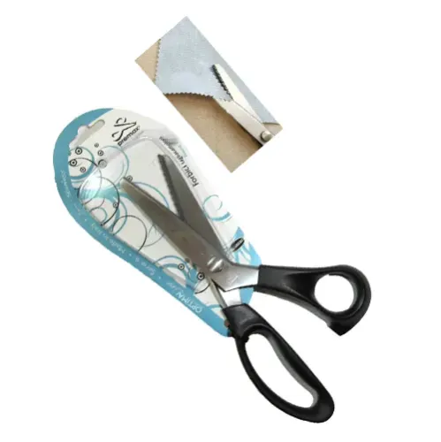 Foarfeca de croitorie din otel carbon C50 nichelat, lame zimtate pentru taiere zig-zag, manere inegale, Premax, colectia Classica, 23cm (9″)