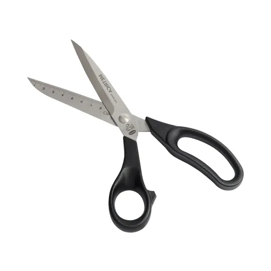 Foarfeca de croitorie din otel inoxidabil cu rigla in cm gravata pe lama interioara, manere inegale, Premax, 26cm (10")