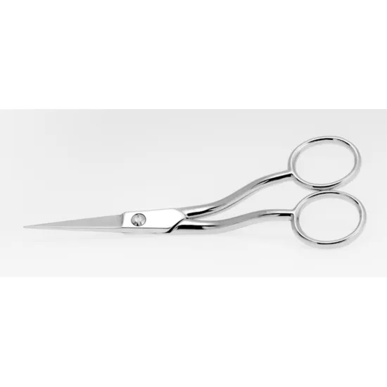 Foarfeca de broderie cu tija indoita si lame drepte din otel carbon fin placat cu nichel, manere egale, Premax, colectia Omnia, lungime 15cm (6")
