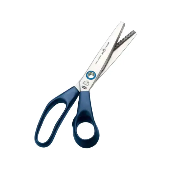 Foarfeca de croitorie din otel inoxidabil cu sistem de auto strangere cu inel, lame zimtate pentru taiere zig-zag, manere inegale, Premax, 20cm (8″)