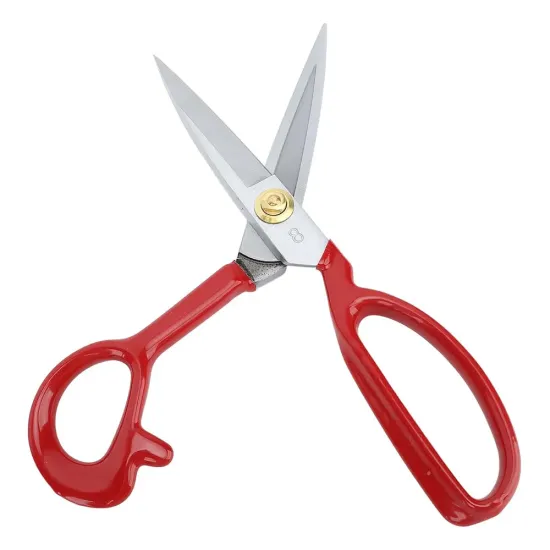 Foarfeca de croitorie de uz casnic si profesional cu lama dreapta, maner rosu, otel carbon inoxidabil, manere inegale, PIN, 20cm (8″)