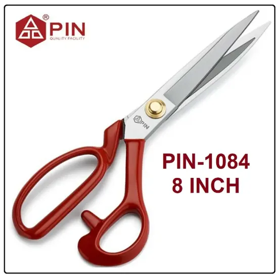 Foarfeca de croitorie de uz casnic si profesional cu lama dreapta, maner rosu, otel carbon inoxidabil, manere inegale, PIN, 20cm (8″)