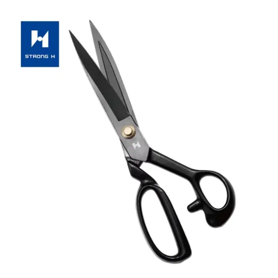 Foarfeca de croitorie de uz casnic si profesional cu lama dreapta, maner negru, otel carbon inoxidabil, manere inegale, Strong H, 28cm (11″)