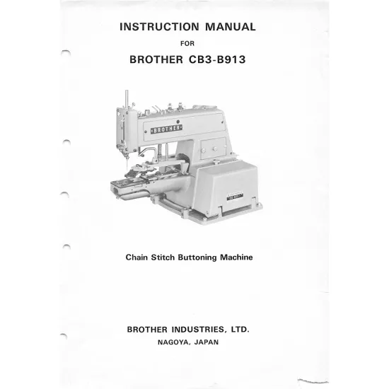 Manual instructiuni utilizare pentru masini industriale de cusut nasturi Brother CB3-B913
