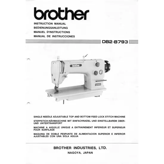 Manual instructiuni utilizare pentru masina industriala de cusut Brother DB2-B793