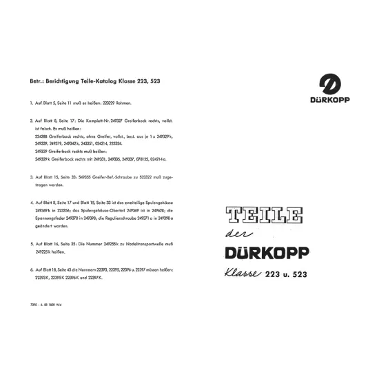 Manual tehnic pentru masina de cusut industriala Durkopp 223