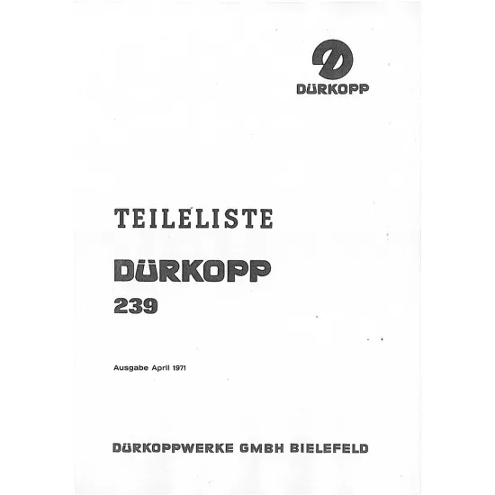 Manual tehnic pentru masina de cusut industriala Durkopp 239